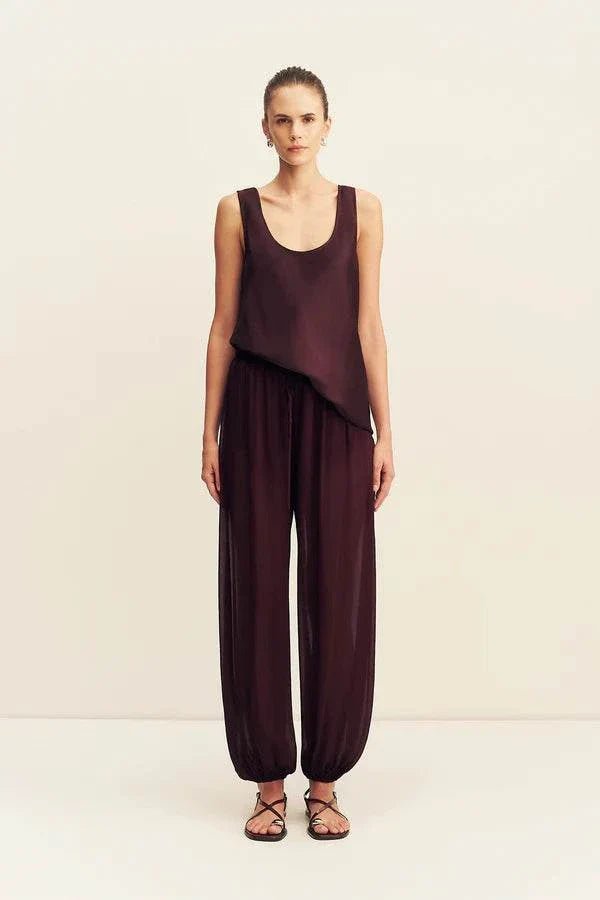 Shona Joy Amina Sheer Harem Pant Wine Tasting