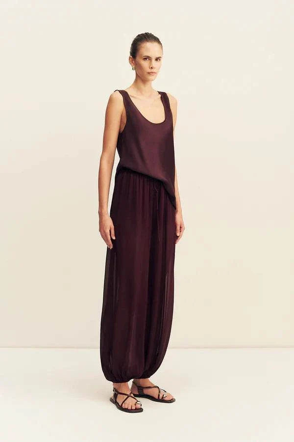 Shona Joy Amina Sheer Harem Pant Wine Tasting