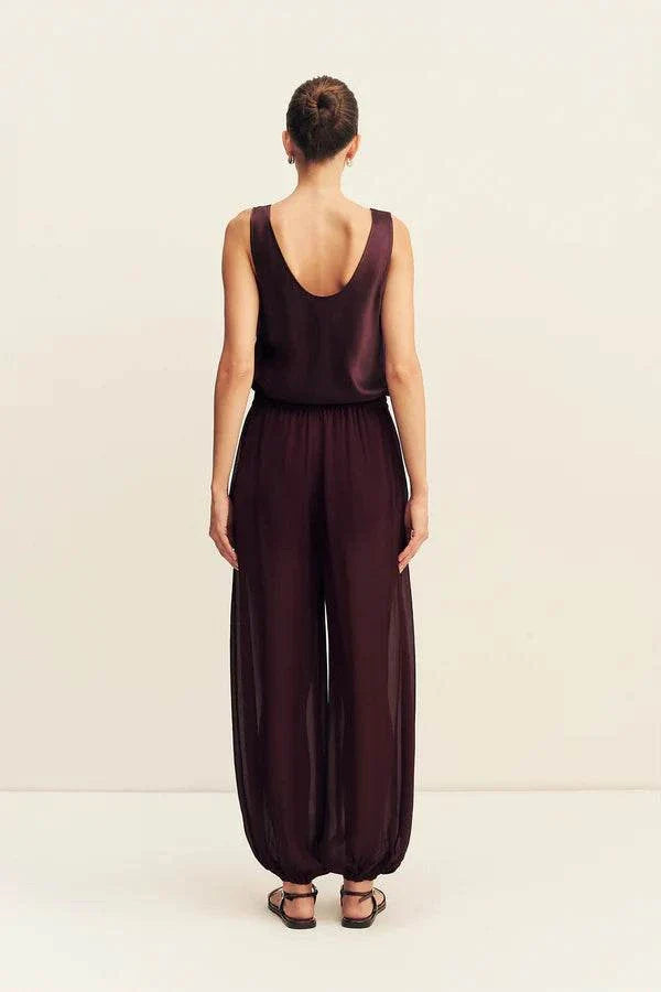 Shona Joy Amina Sheer Harem Pant Wine Tasting
