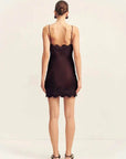 Shona Joy Simona Lace Slip Mini Dress Espresso