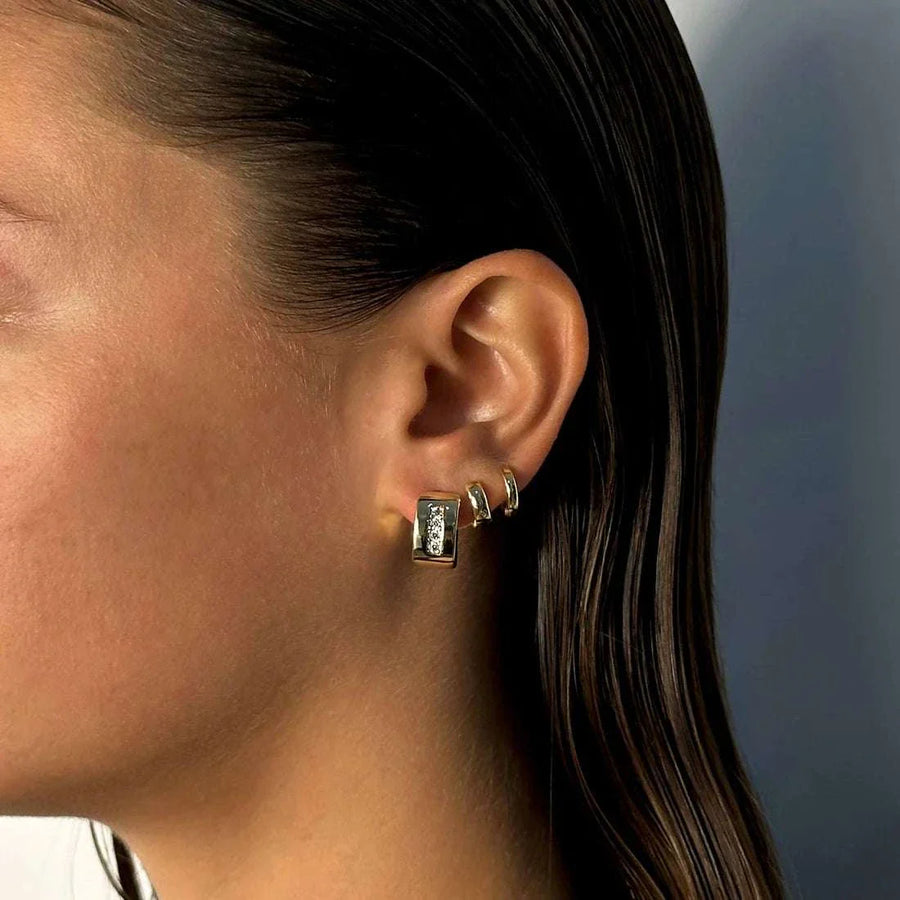 De Sur Pave Square Hoops Gold