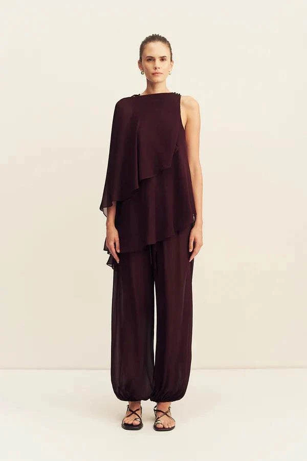 Shona Joy Amina Asymmetrical Tiered Top Wine Tasting
