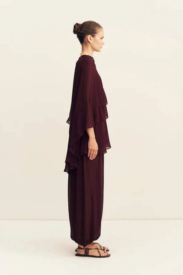 Shona Joy Amina Asymmetrical Tiered Top Wine Tasting