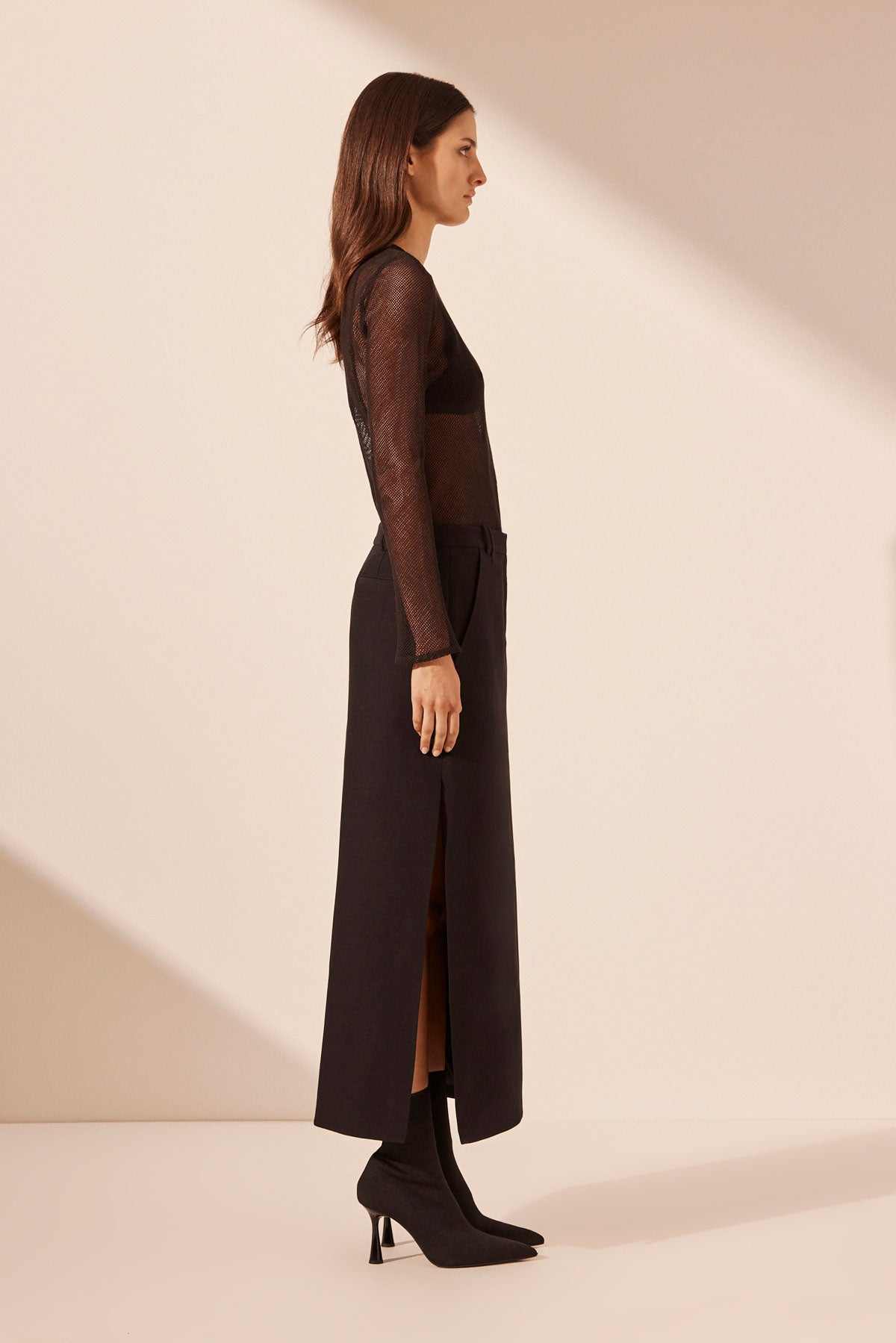 Shona Joy Irena Side Split Maxi Skirt Black