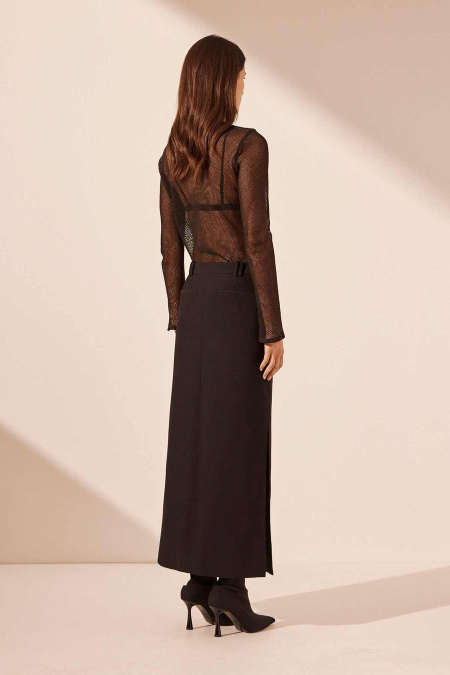 Shona Joy Irena Side Split Maxi Skirt Black