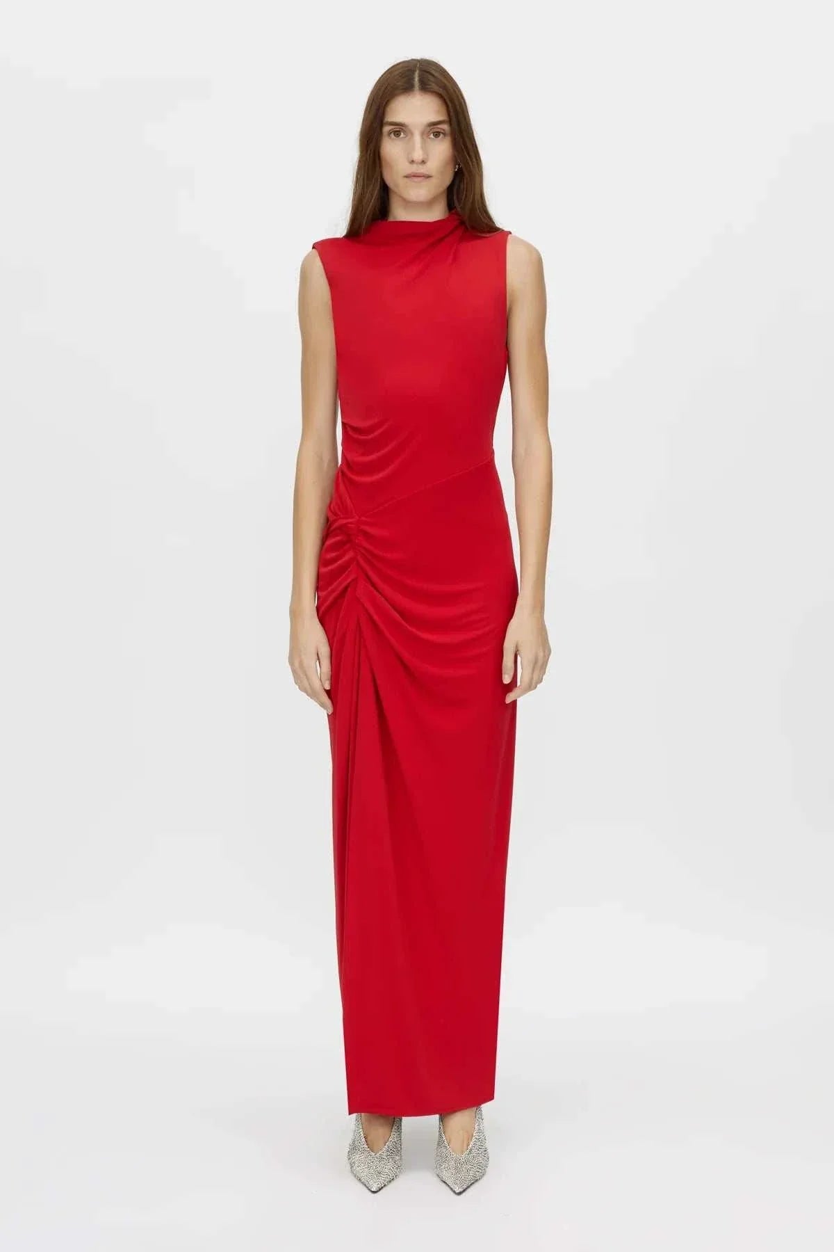 Camilla and Marc Paloma Draped Sleeve Dress Scarlet