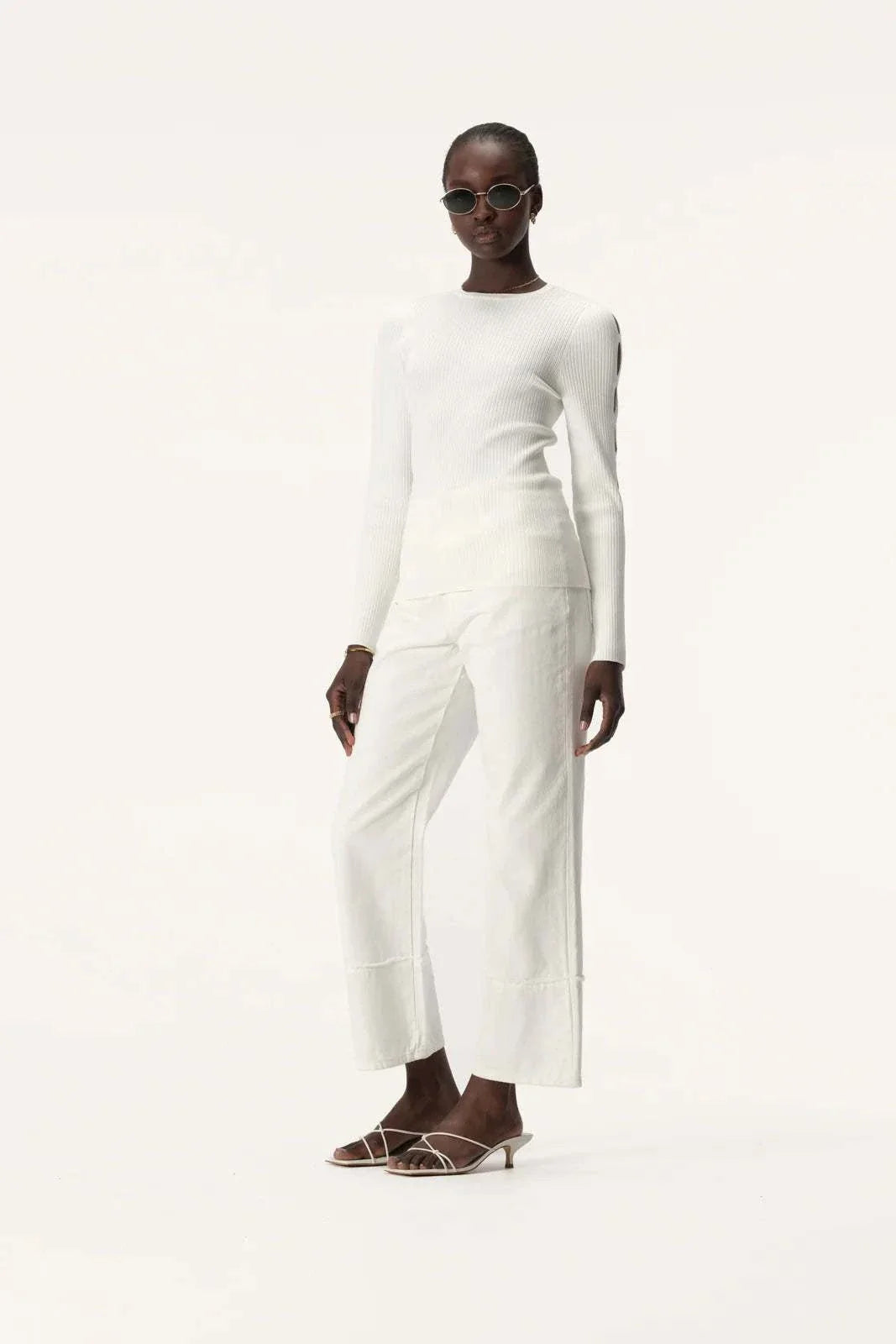 Elka Collective Nadia Knit Top White