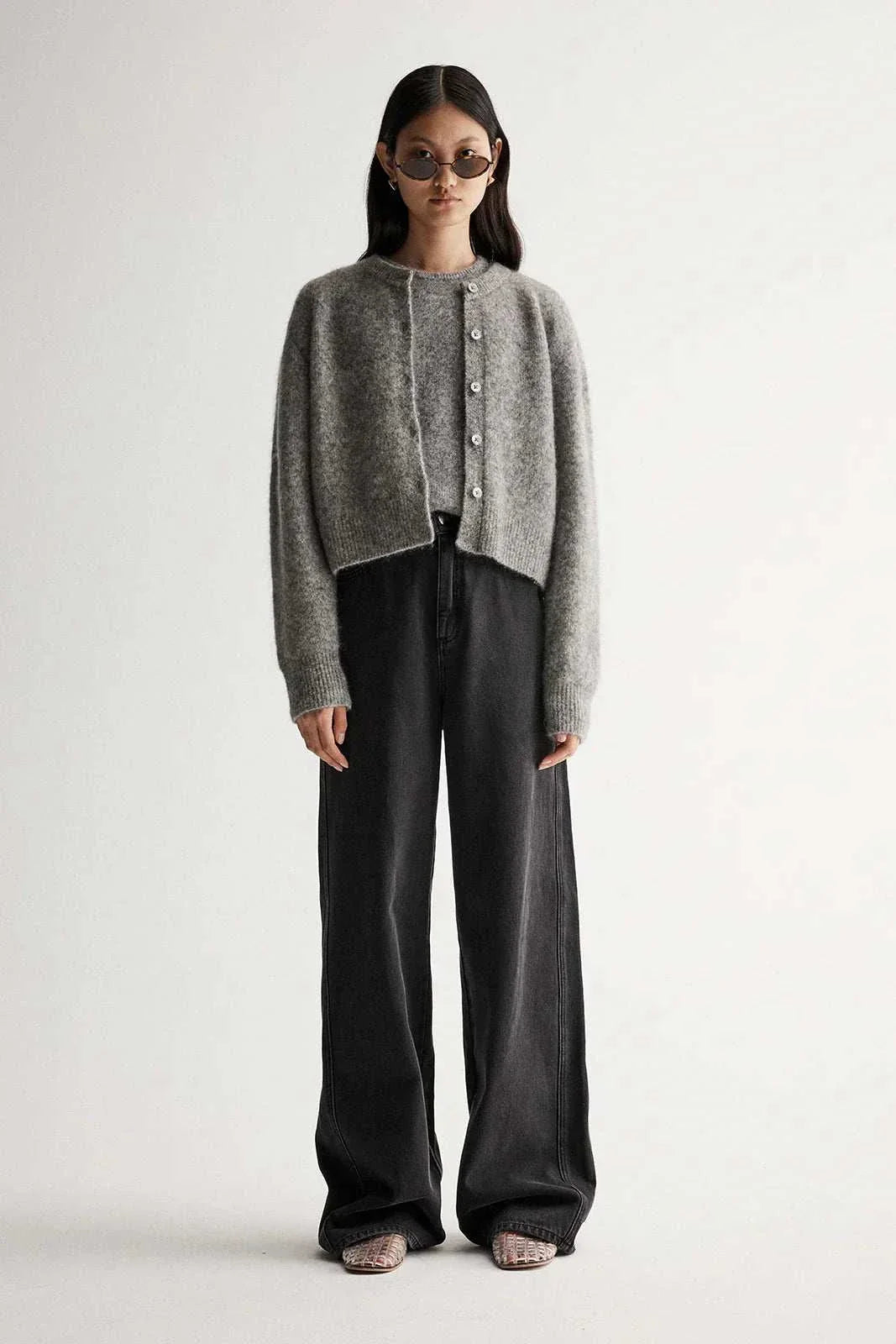 Elka Collective Abigail Knit Cardigan Grey Marle