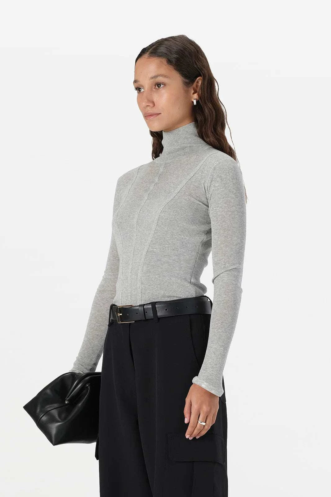 Elka Collective Odette Knit Top Grey Marle