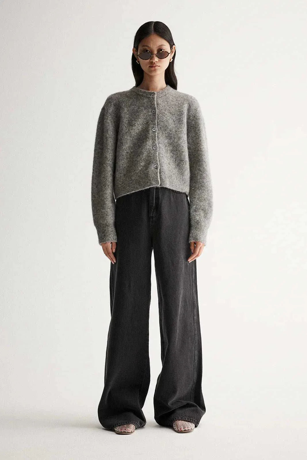 Elka Collective Abigail Knit Cardigan Grey Marle