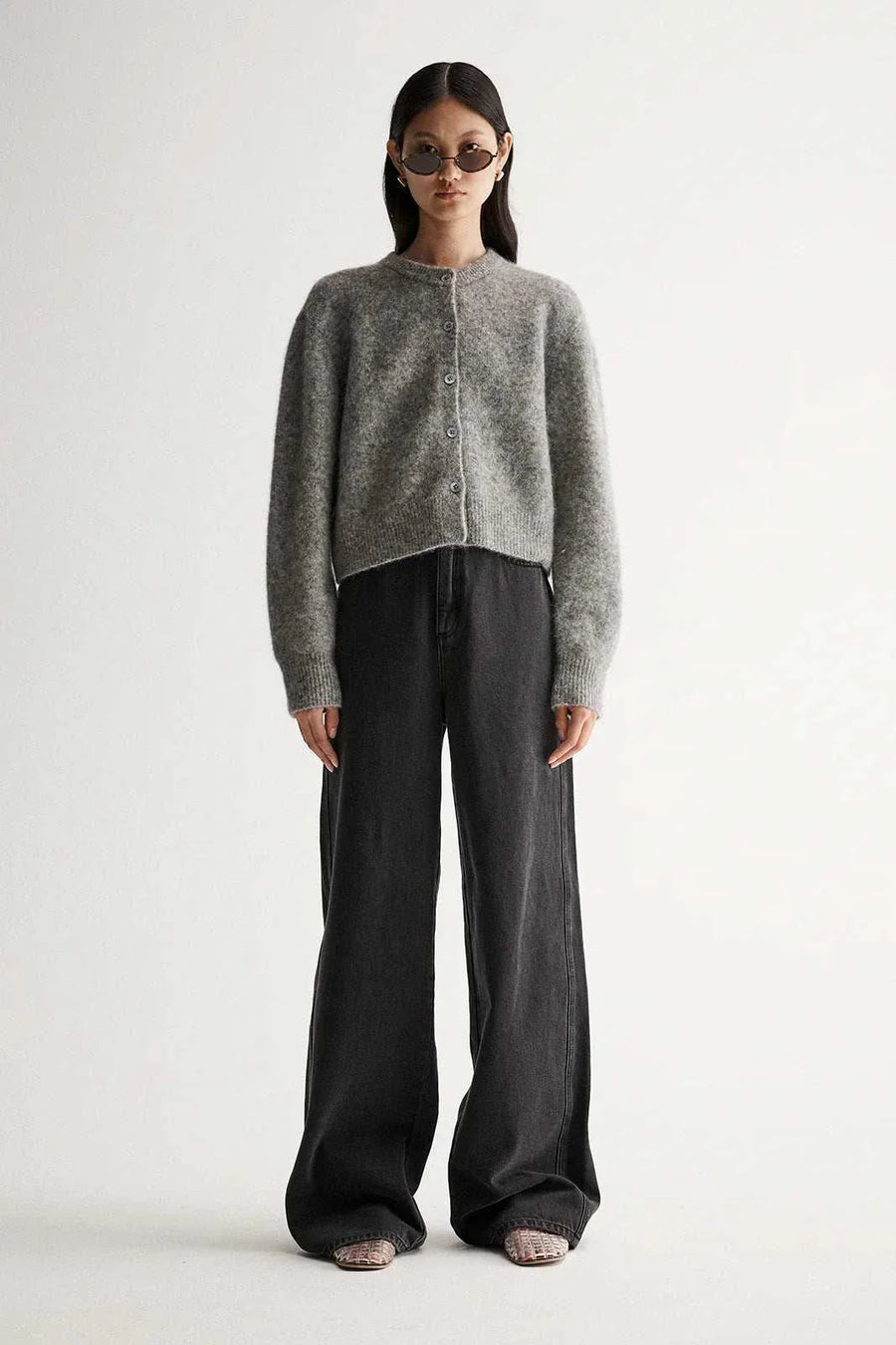 Elka Collective Abigail Knit Cardigan Grey Marle