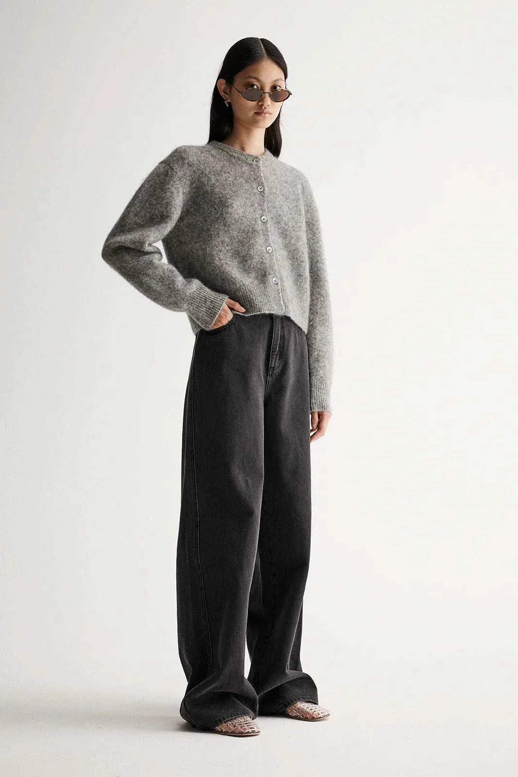 Elka Collective Abigail Knit Cardigan Grey Marle