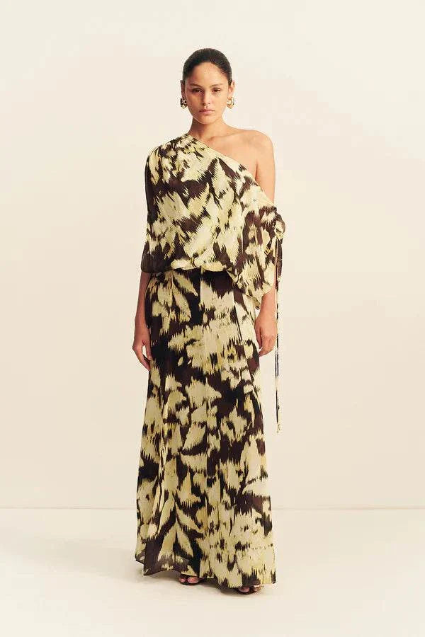 Shona Joy Benny Blouson Maxi Dress Ristretto Butter