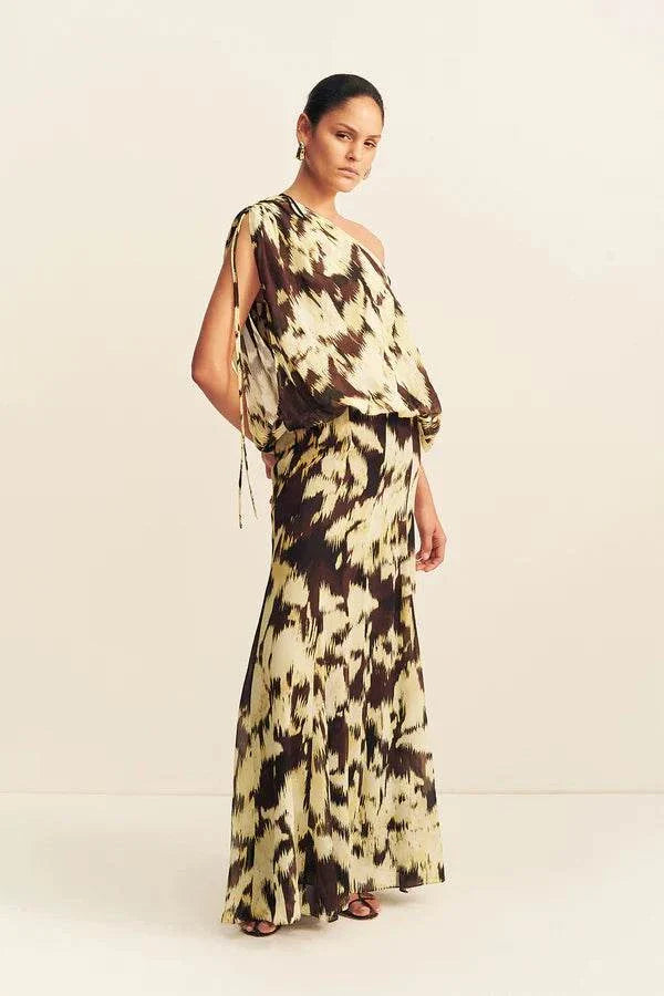 Shona Joy Benny Blouson Maxi Dress Ristretto Butter