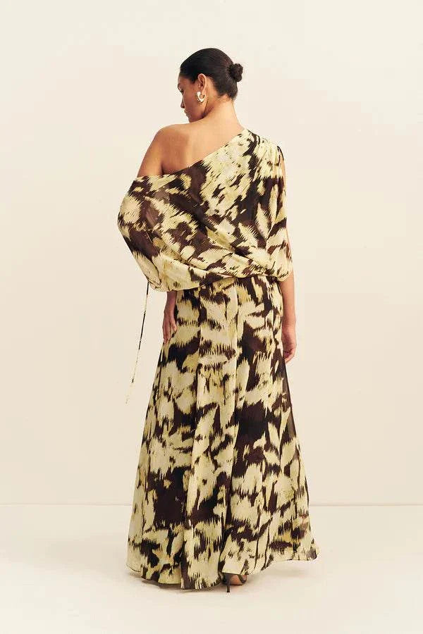 Shona Joy Benny Blouson Maxi Dress Ristretto Butter