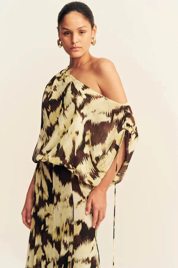 Shona Joy Benny Blouson Maxi Dress Ristretto Butter