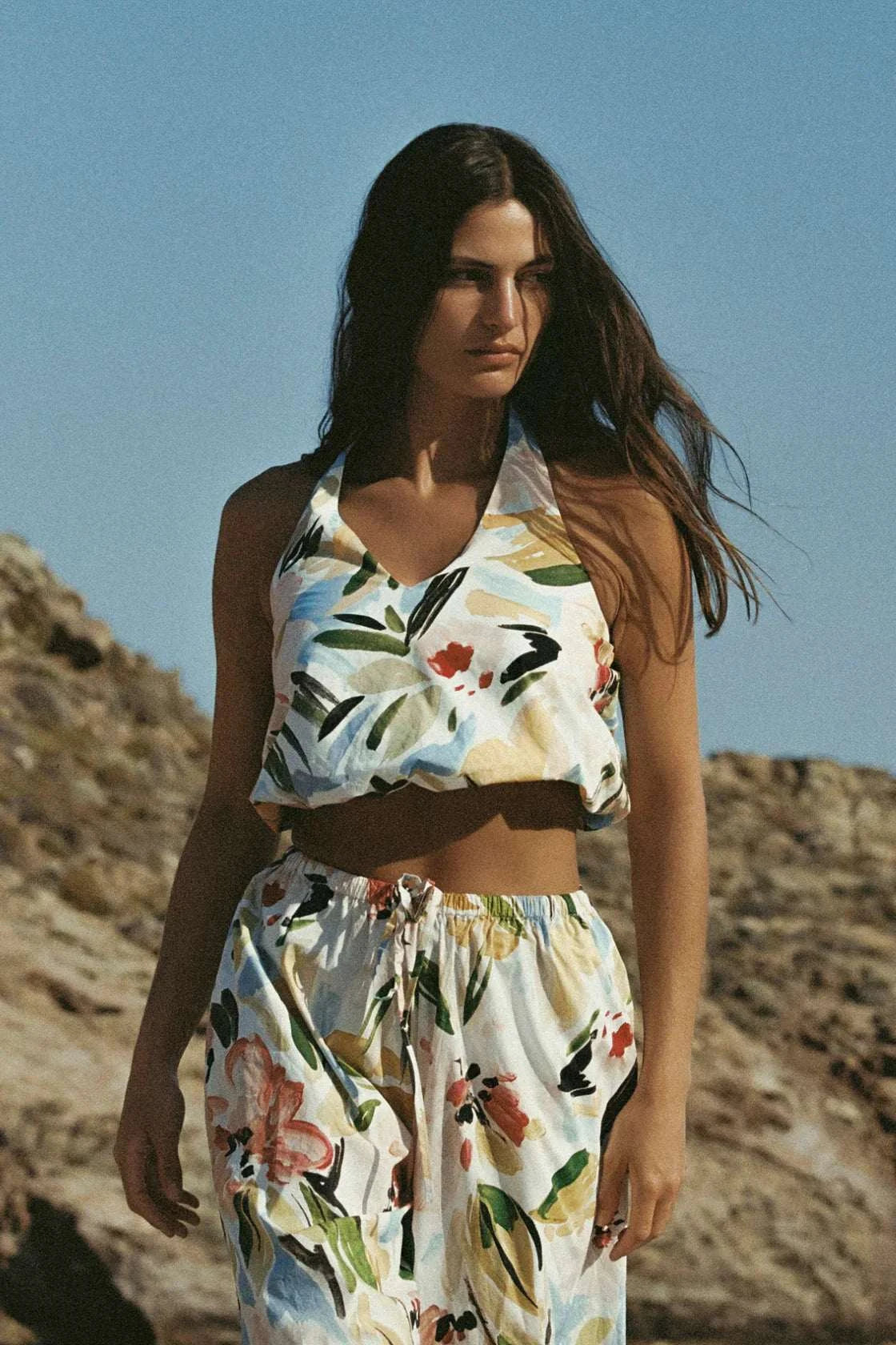 Zulu and Zephyr Summer Floral Cotton Halter Top