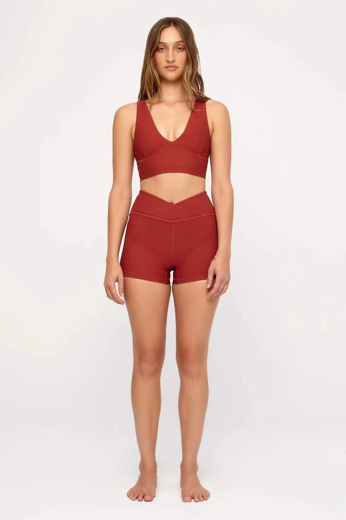 Zulu and Zephyr Crop Top Red Waffle