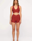 Zulu and Zephyr Crop Top Red Waffle