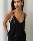 Charli Sienna Sequin Top Black One Size