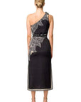 Once Was Amira One Shoulder Tie Dress Placement Print