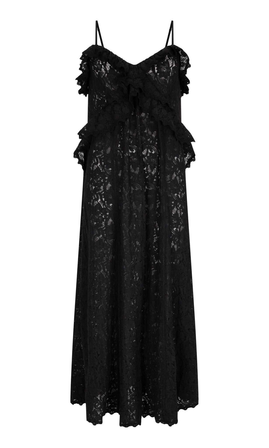 Spell Lux Lisbon Lace Strappy Maxi Dress Onyx