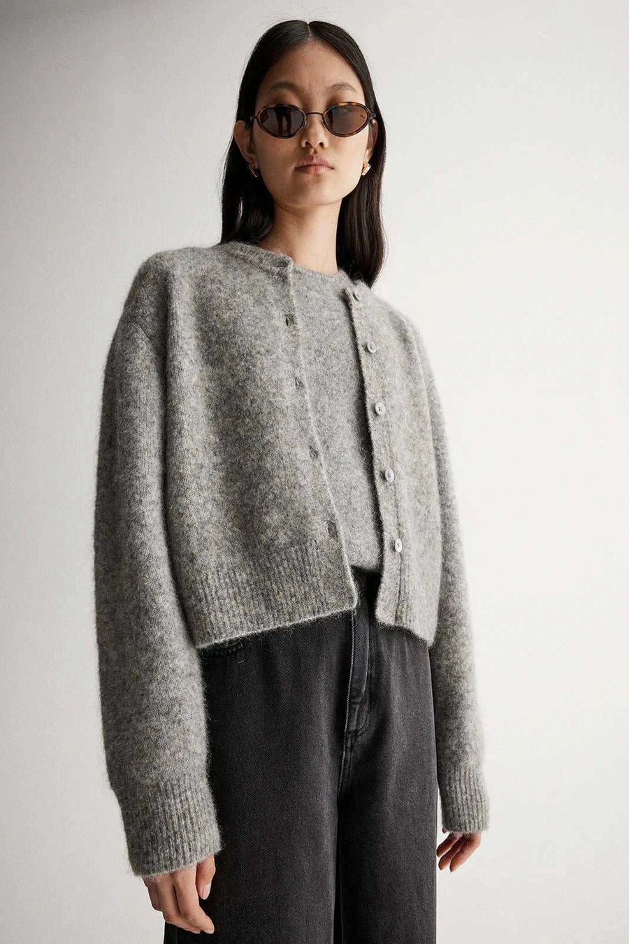 Elka Collective Abigail Knit Cardigan Grey Marle