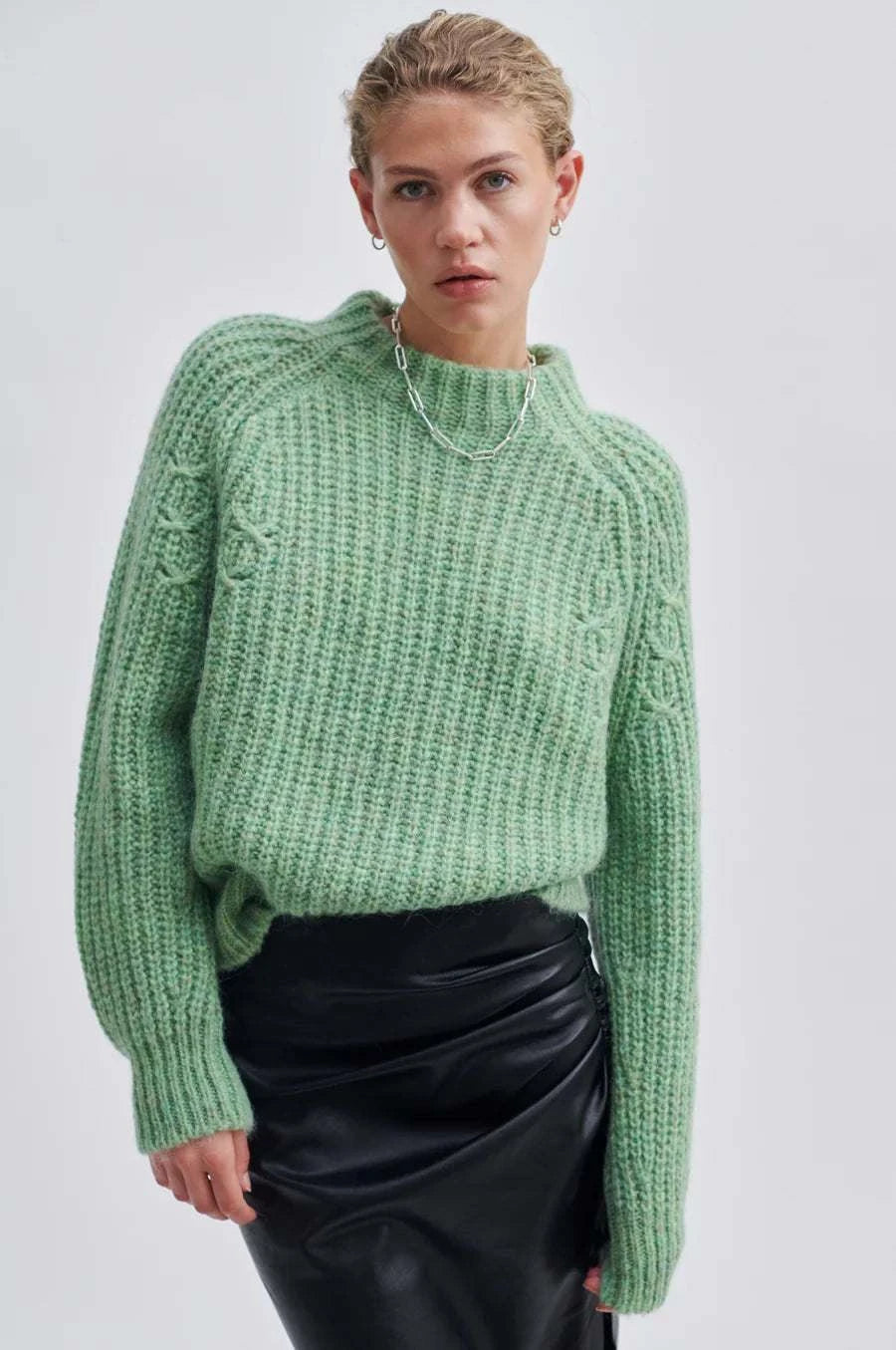 Second Female Kalliha Knit O-Neck Pistachio Green