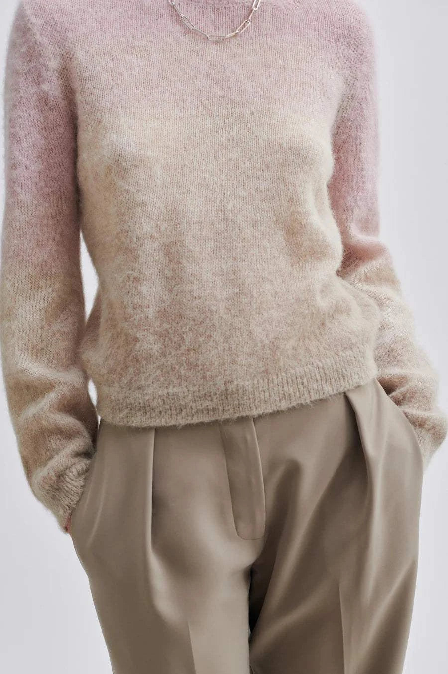 Second Female Lura Knit O-Neck Mauve Morn