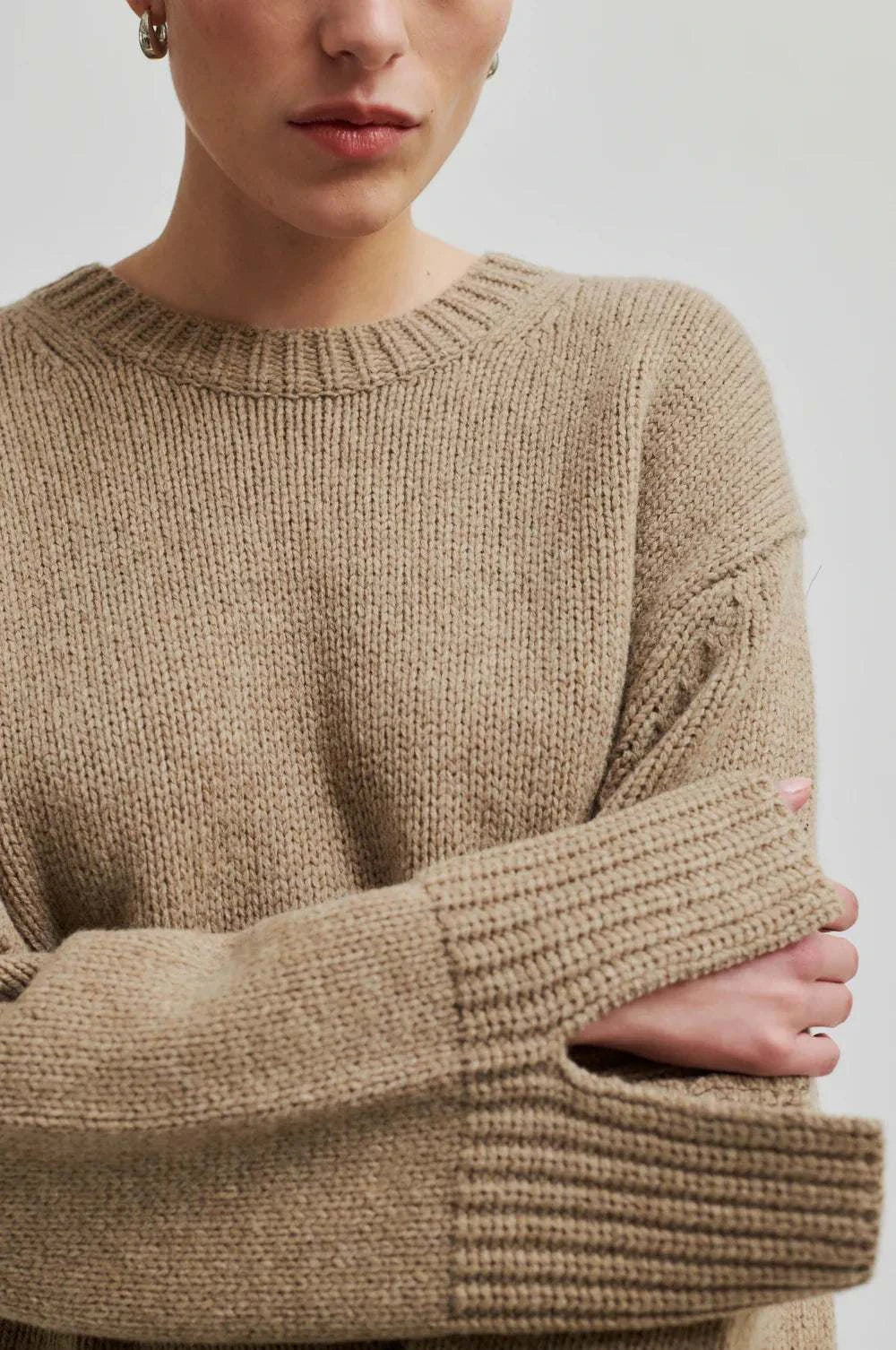 Second Female Cler Knit O-Neck Laurel Oak