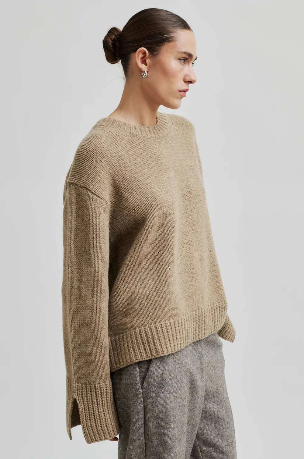 Second Female Cler Knit O-Neck Laurel Oak
