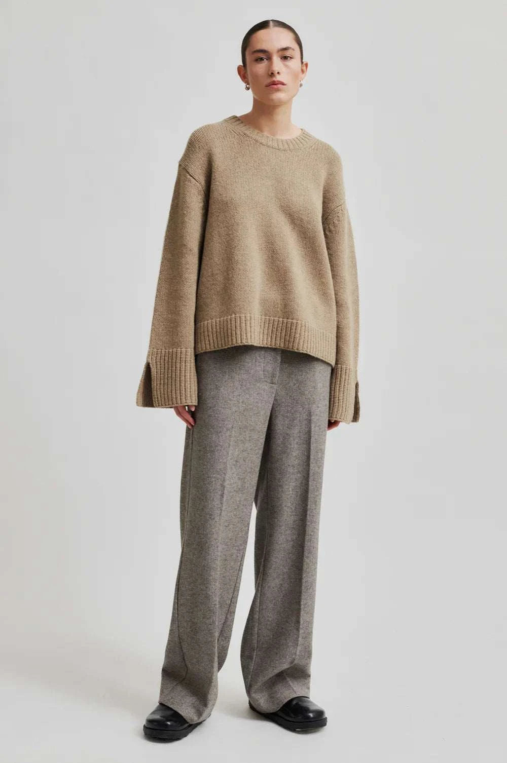 Second Female Cler Knit O-Neck Laurel Oak