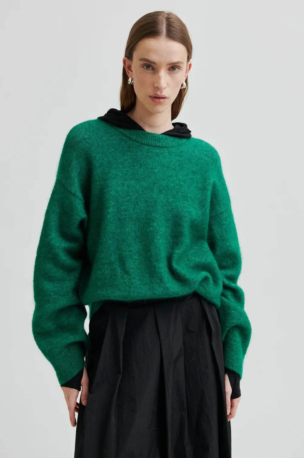 Second Female Brook Knit Drop Shoulder O Neck Lush Meadow