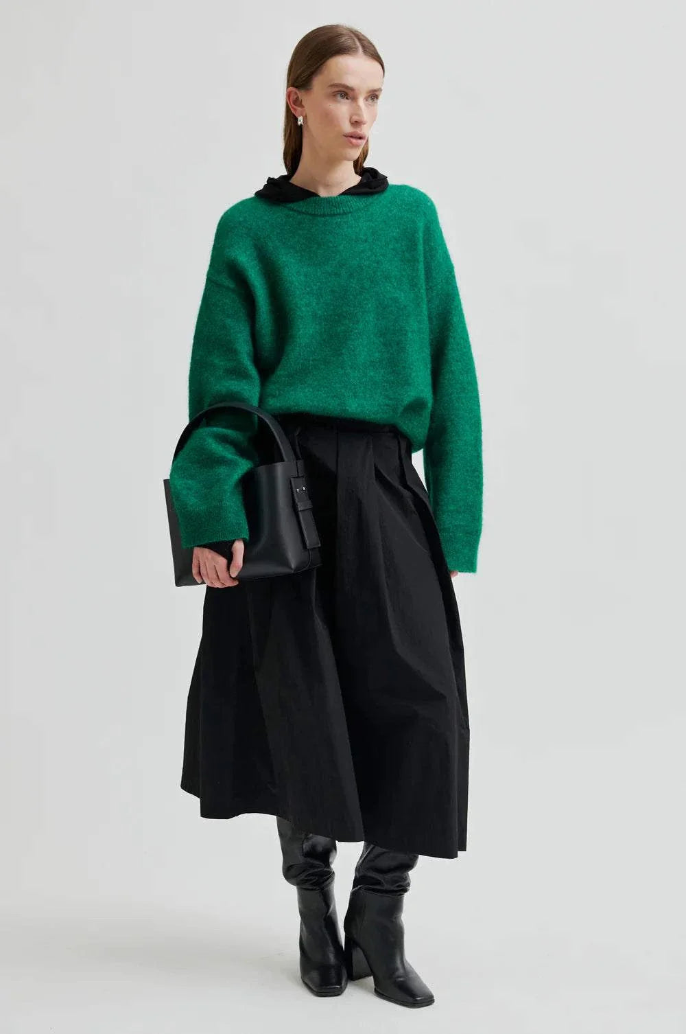 Second Female Brook Knit Drop Shoulder O Neck Lush Meadow