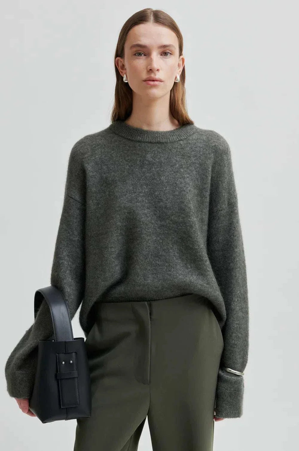 Second Female Brook Knit Drop Shoulder O Neck Beluga