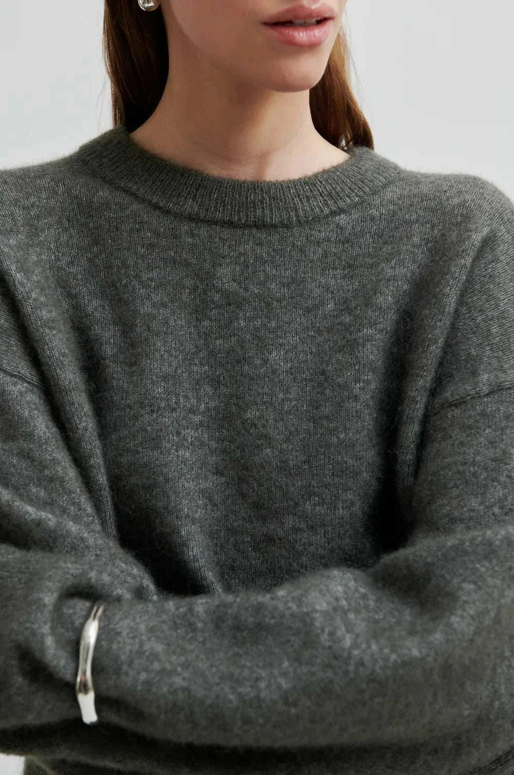 Second Female Brook Knit Drop Shoulder O Neck Beluga