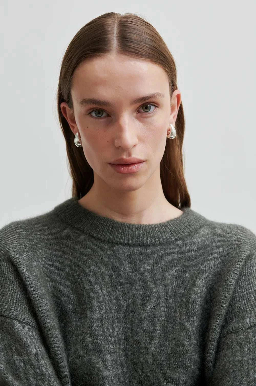 Second Female Brook Knit Drop Shoulder O Neck Beluga