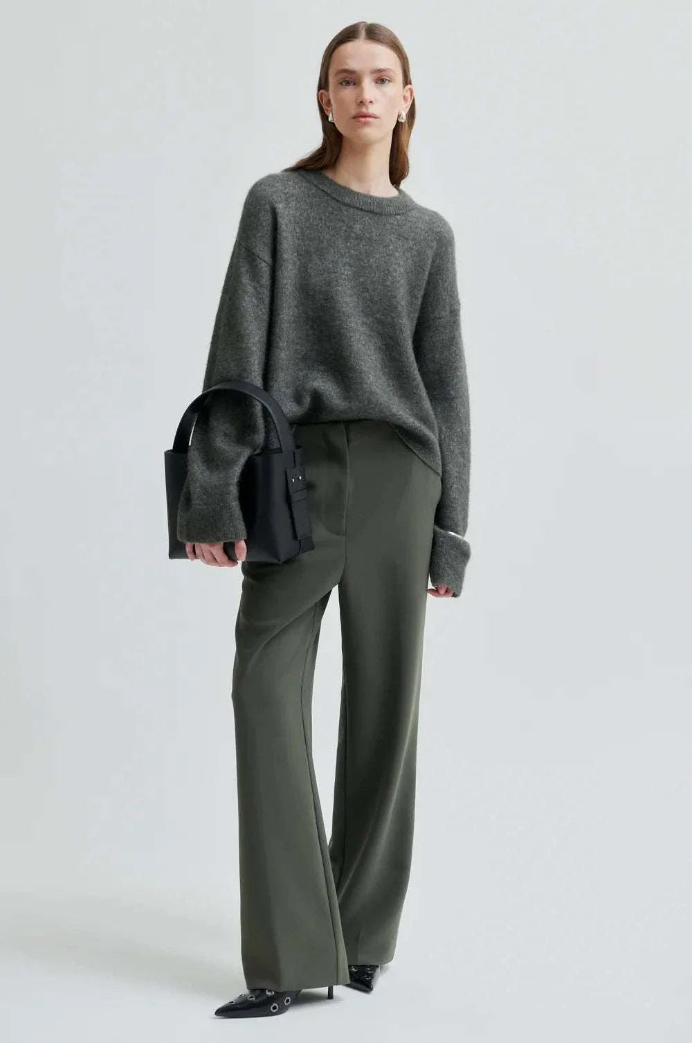 Second Female Brook Knit Drop Shoulder O Neck Beluga