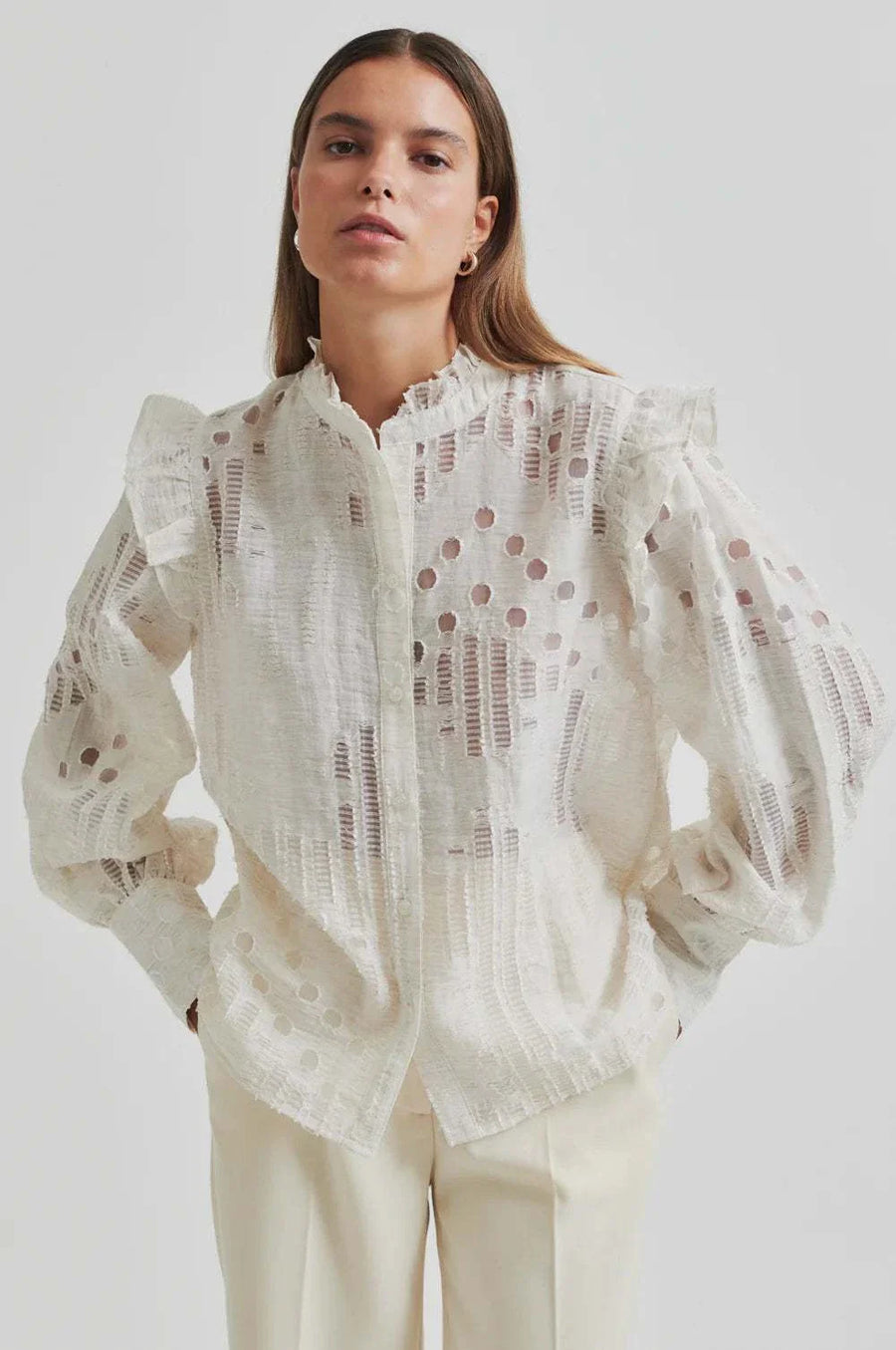 Second Female Nete Frill Shirt Coconut Milk