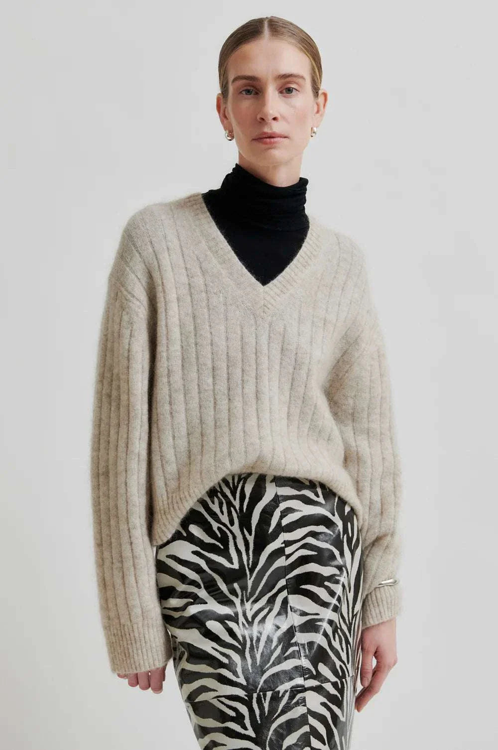 Second Female Brooky Knit V Neck Trench Coat