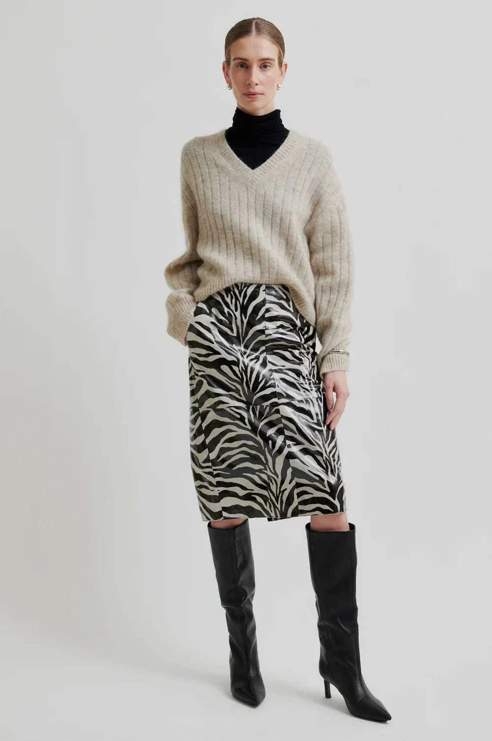 Second Female Brooky Knit V Neck Trench Coat