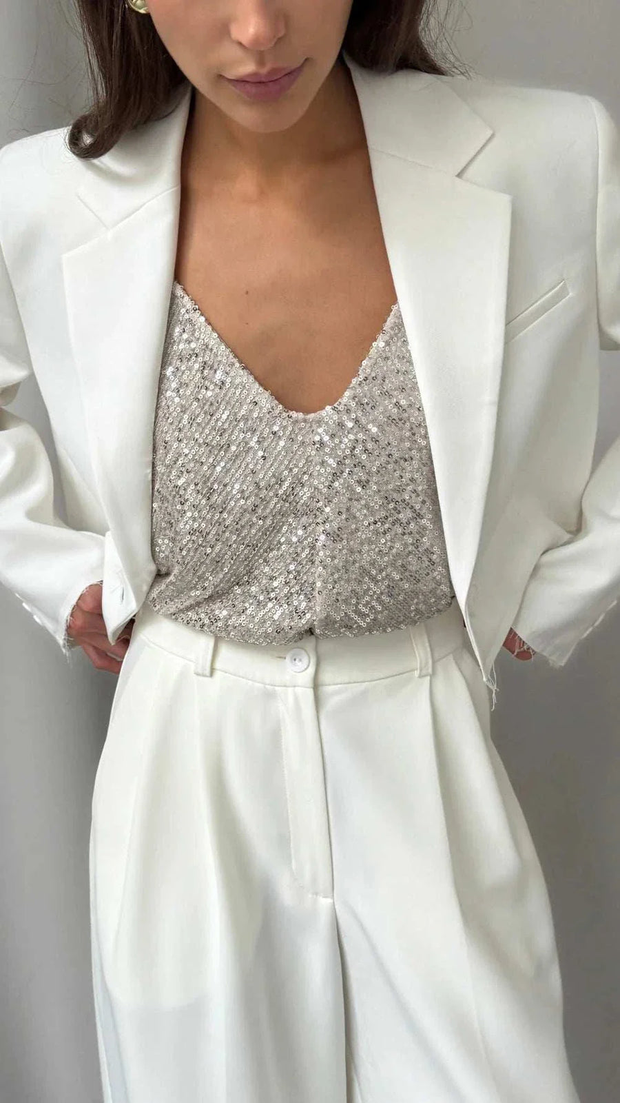 Charli Sienna Sequin Top Silver One Size