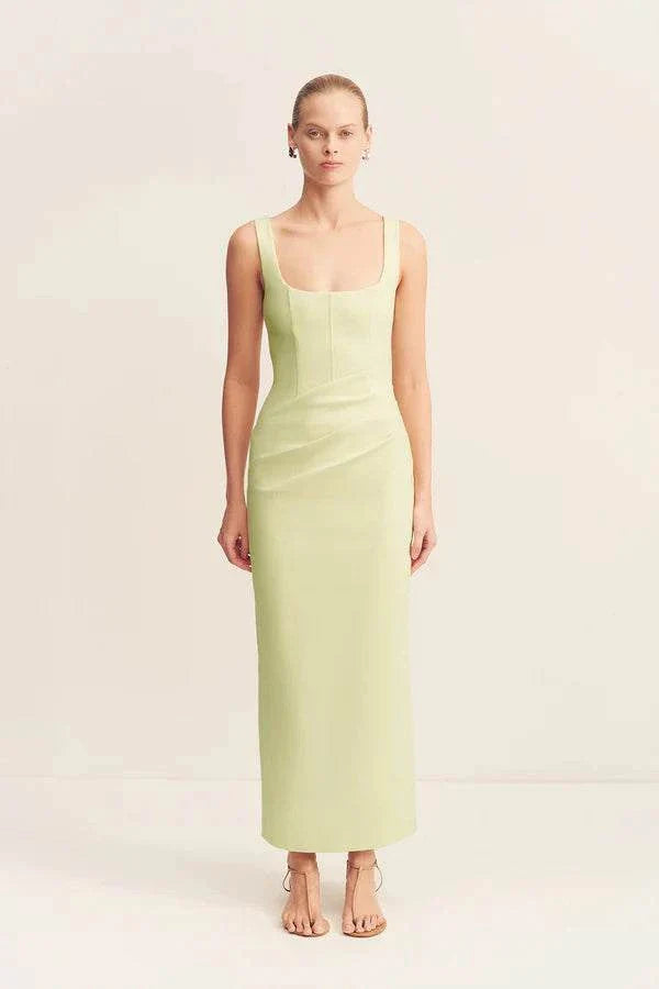 Shona Joy Lani Structured Midi Dress Pistachio