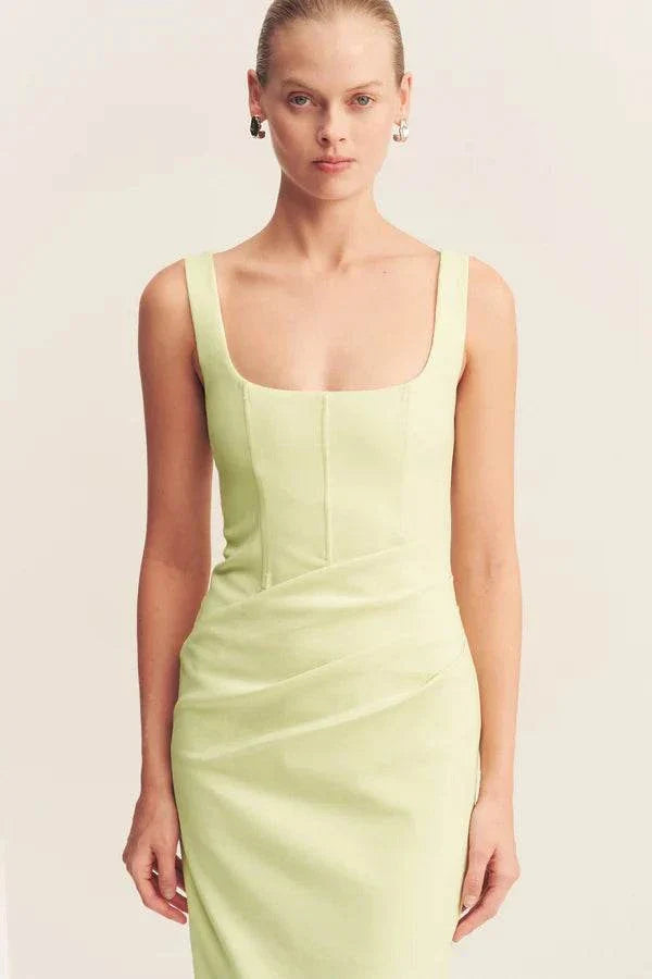 Shona Joy Lani Structured Midi Dress Pistachio
