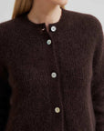 Second Female Andrea Knit Rib Cardigan Chocolate Plum