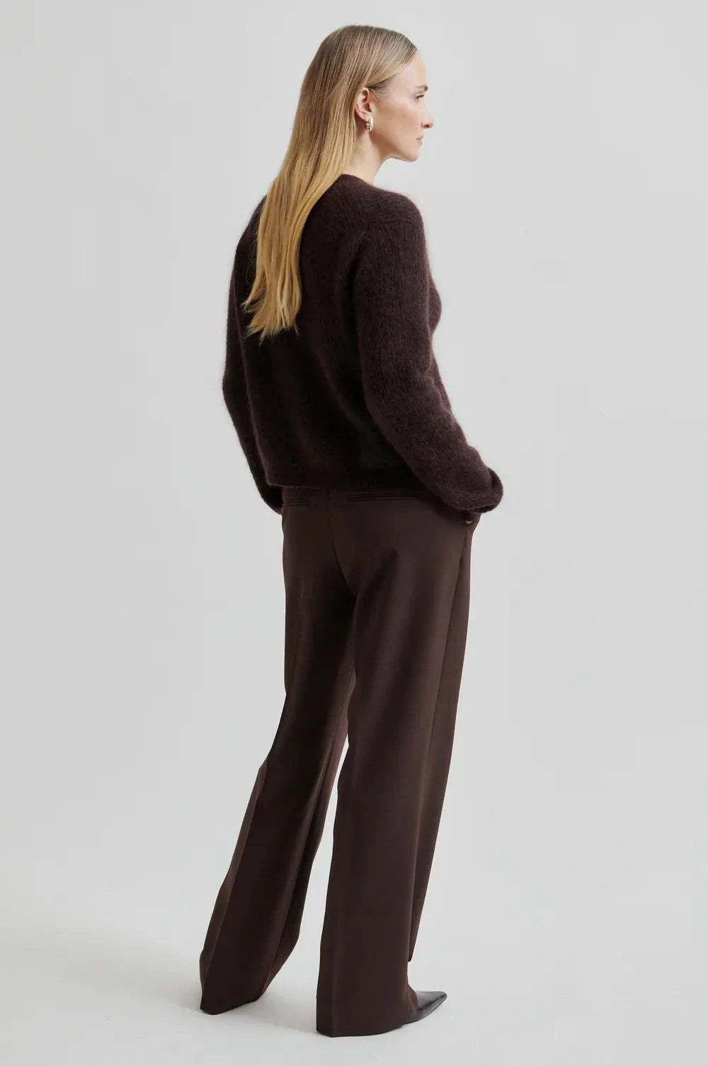 Second Female Andrea Knit Rib Cardigan Chocolate Plum