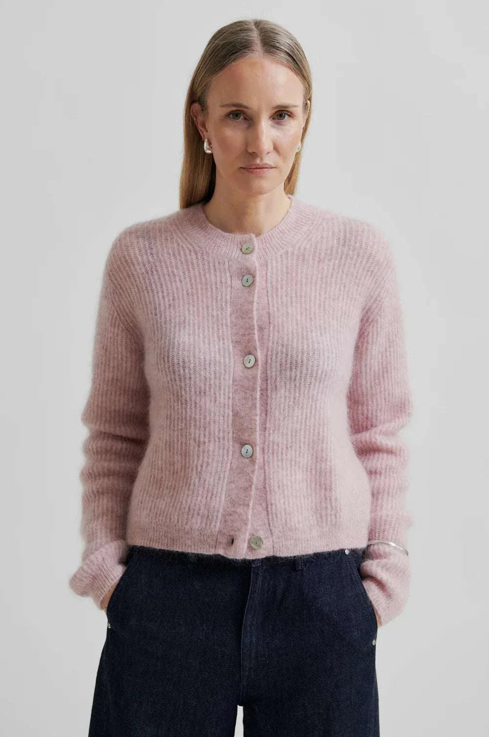 Second Female Andrea Knit Rib Cardigan Sepia Rose