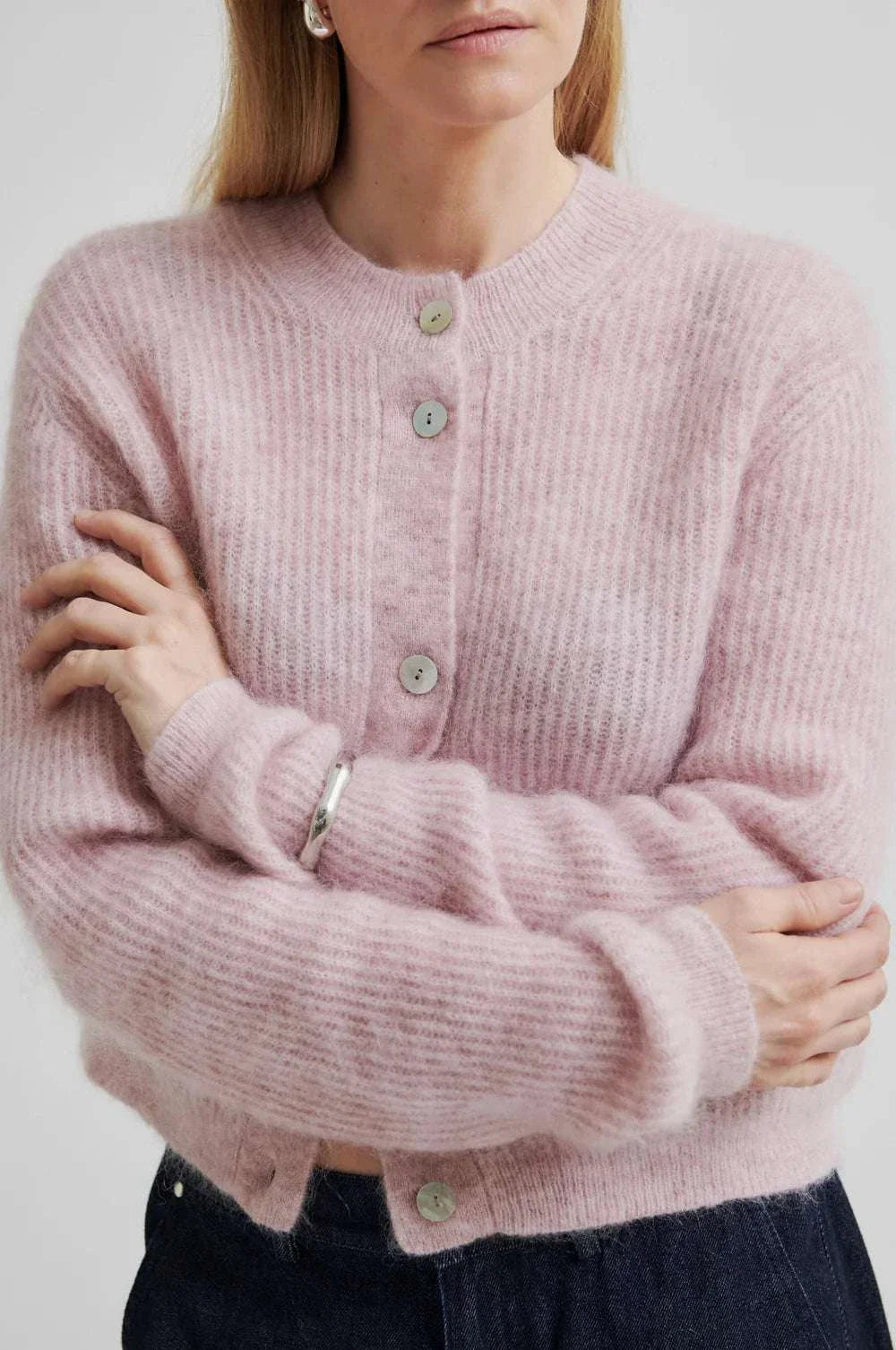 Second Female Andrea Knit Rib Cardigan Sepia Rose