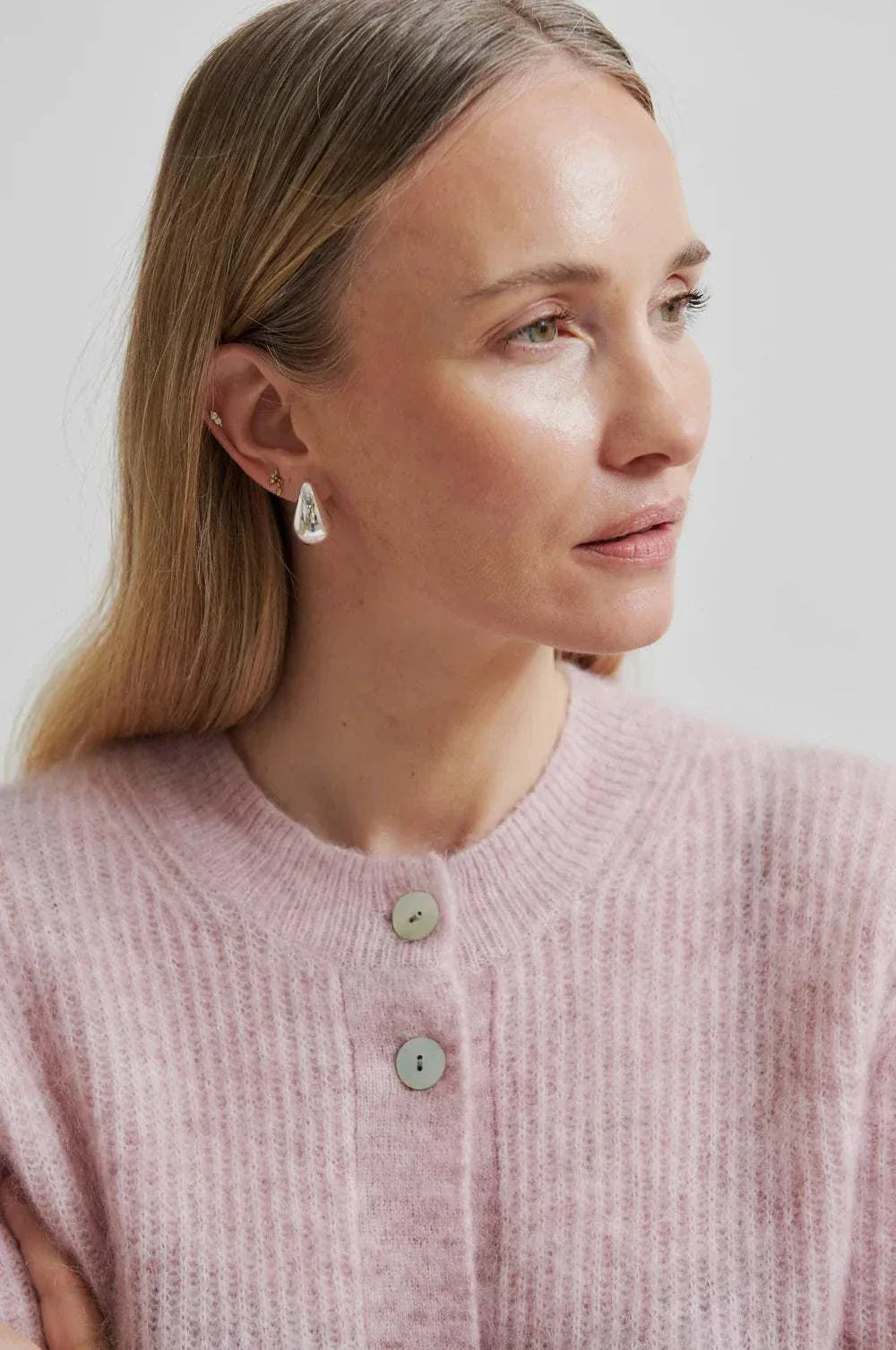 Second Female Andrea Knit Rib Cardigan Sepia Rose