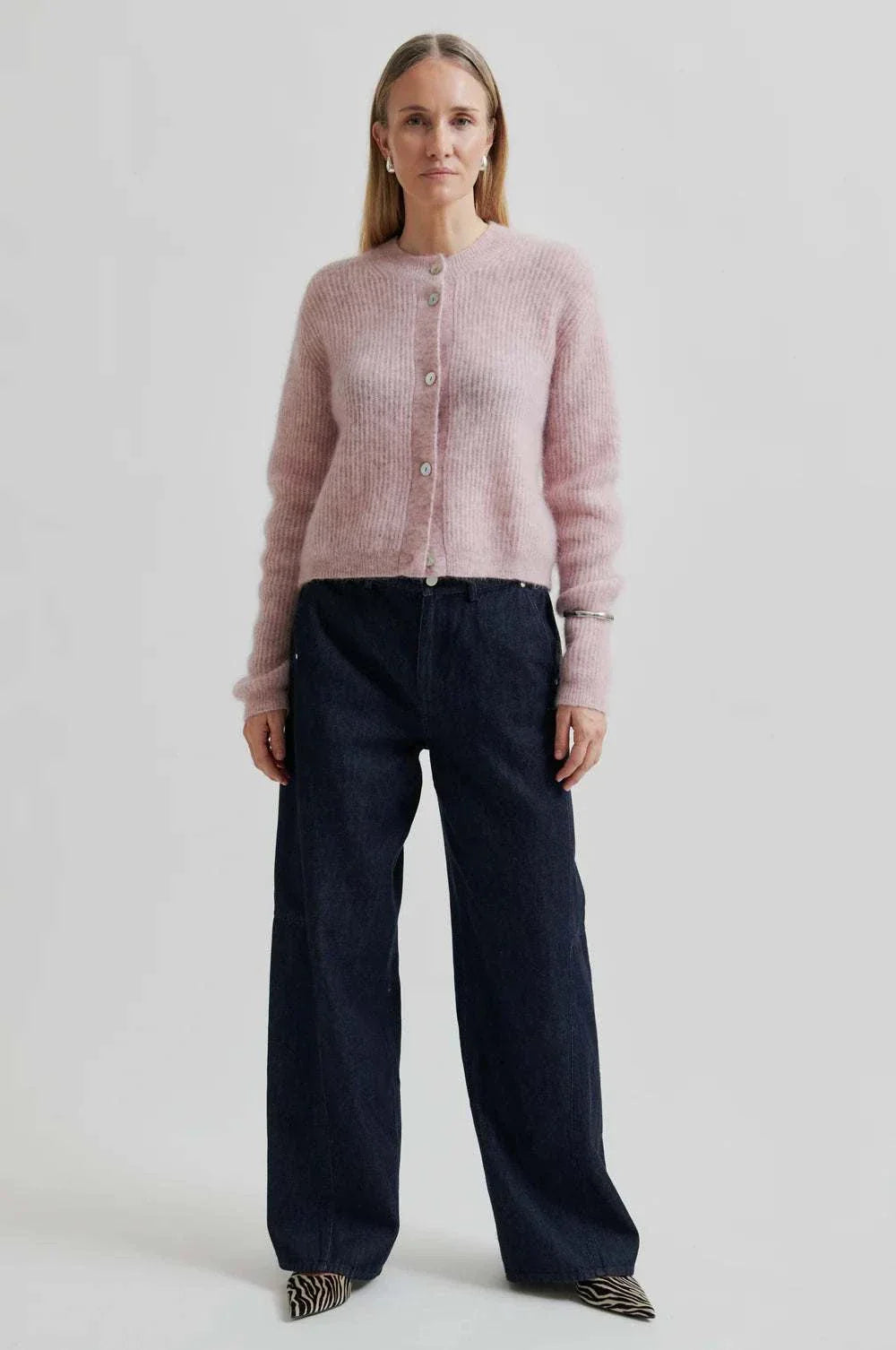 Second Female Andrea Knit Rib Cardigan Sepia Rose